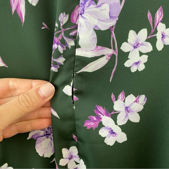 Alexia Admor Satin Mock Neck Midi Dress Green Floral 12 - Picture 9 of 12